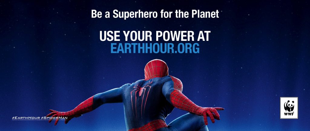Earth Hour 2014, la locandina della campagna con Spiderman