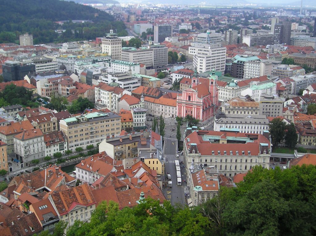 La città di Lubiana vista dall'alto