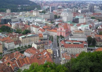 La città di Lubiana vista dall'alto