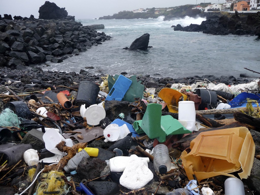 Rifiuti su una spiaggia