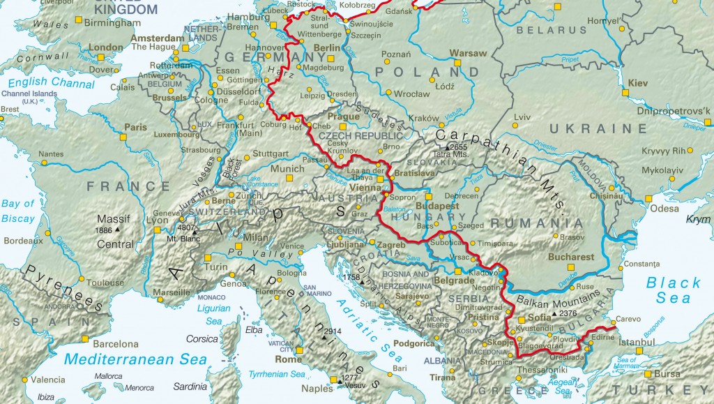 Il tracciato della Iron Curtain Trail attraverso l'Europa