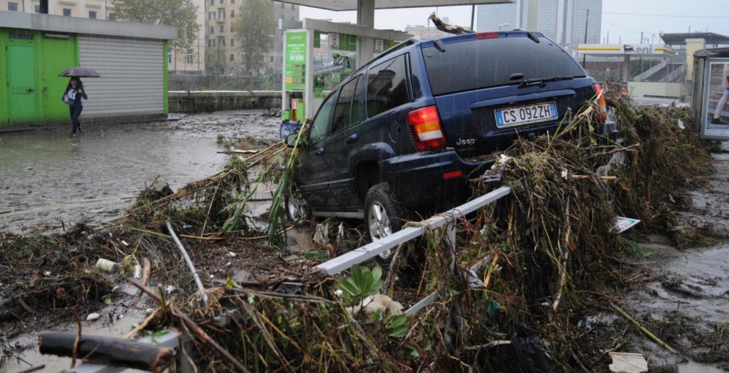 Un'immagine dell'alluvione a Genova (foto: http://www.giornalettismo.com/)
