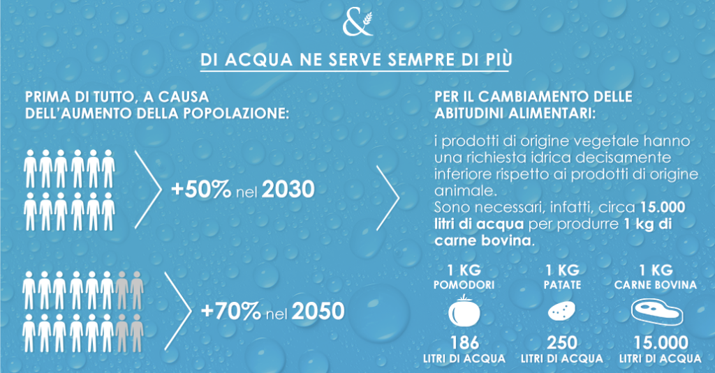 Un'infografica della Fondazione Barilla sullo spreco d'acqua