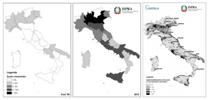 La mappa della cementificazione in Italia