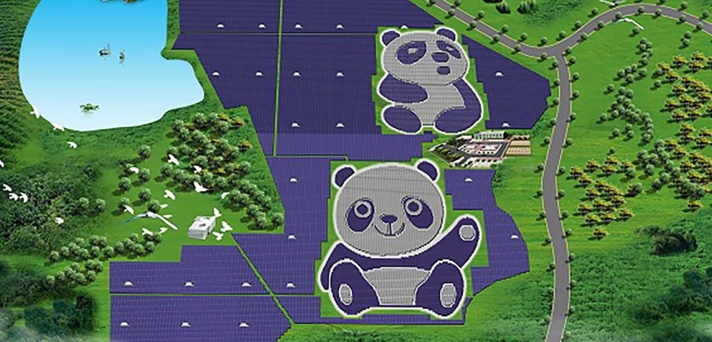 impianto solare a forma di panda