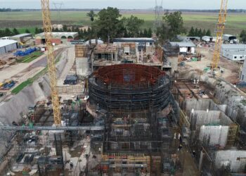 Cantiere del reattore modulare CAREM in Argentina, esempio di piccolo reattore nucleare (SMR) in costruzione