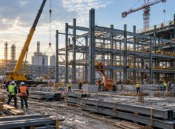 Cantiere di un edificio industriale e logistico in costruzione