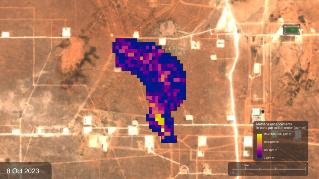 Perdite di metano: pennacchio di metano rilevato dallo spazio dallo strumento EMIT della NASA sopra un'area di estrazione nel bacino del Permiano, in New Mexico