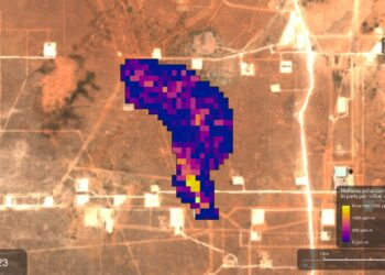 Perdite di metano: pennacchio di metano rilevato dallo spazio dallo strumento EMIT della NASA sopra un'area di estrazione nel bacino del Permiano, in New Mexico